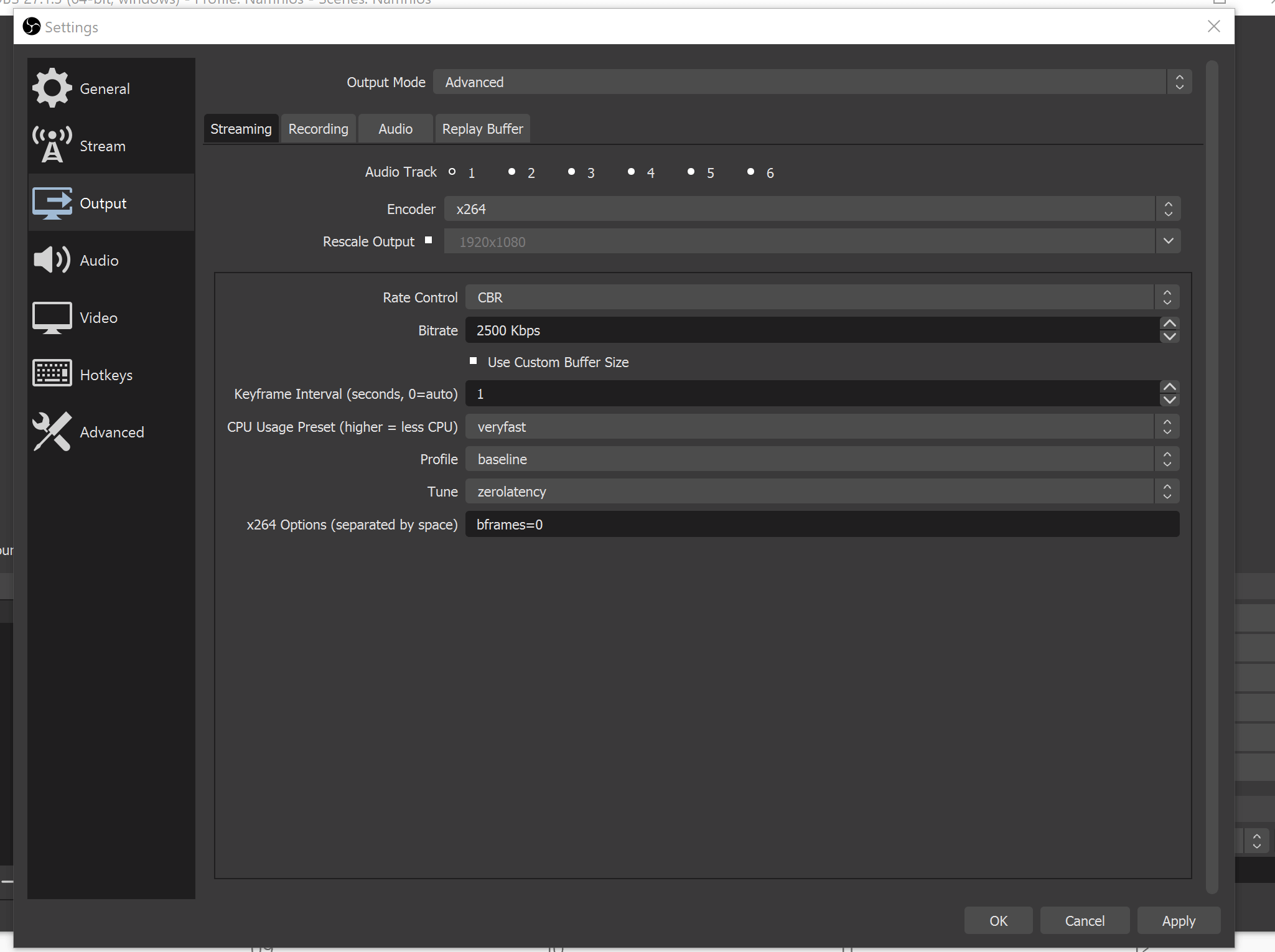 OBS output settings x264