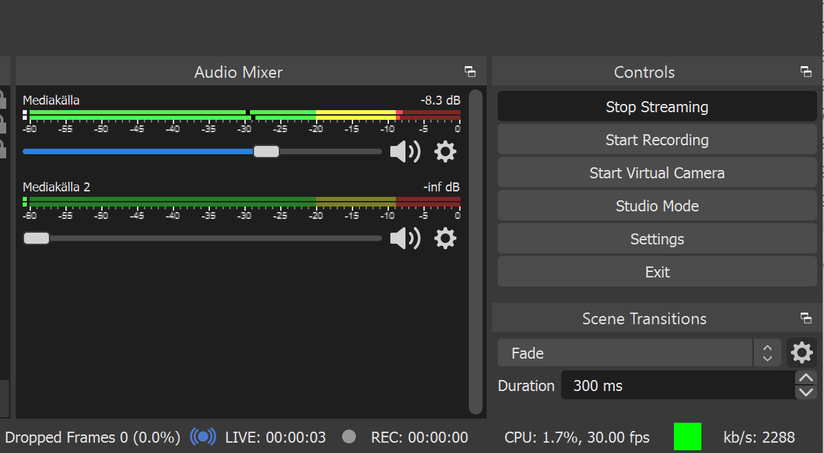 OBS streaming settings
